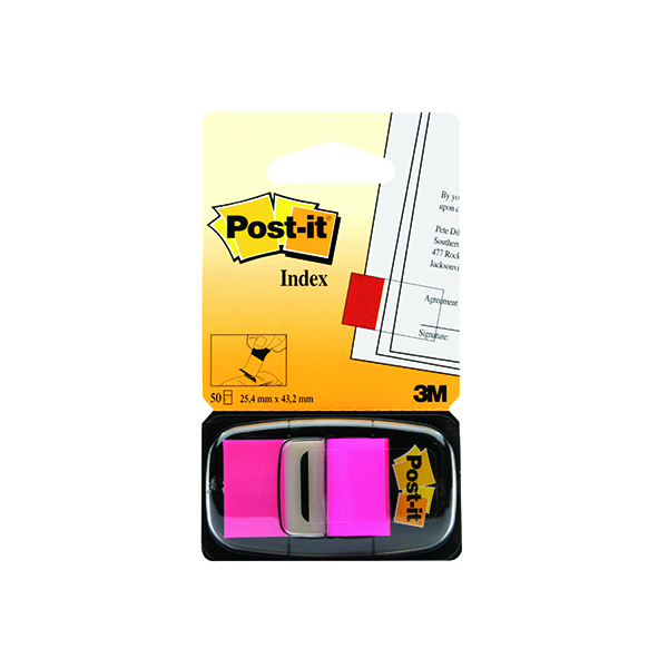 Post-it Index Tabs 25mm Bright Pink (600 Pack) 680-21