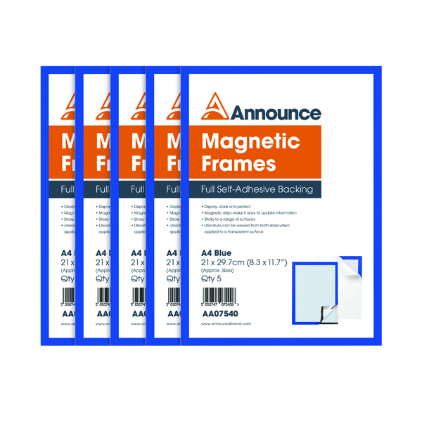 Announce Magnetic Frames A4 Blue (5 Pack) AA07540