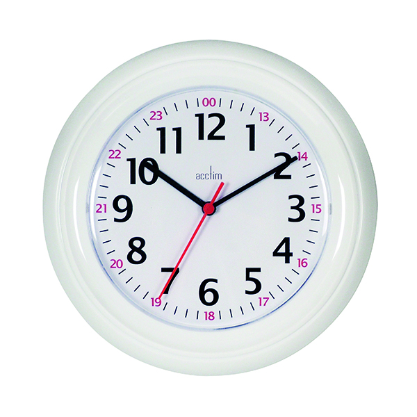 Acctim Wexham 24 Hour Plastic Wall Clock White 21862