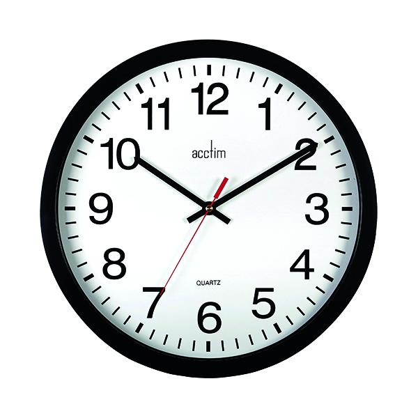 Acctim Controller Silent Sweep Wall Clock 368mm Black 93/704B