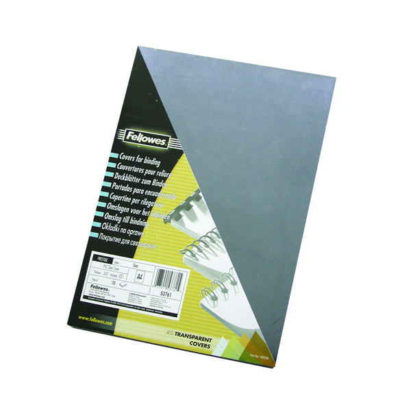 Fellowes Transparent Plastic Covers 150 Micron (Pack of 100) 5376001