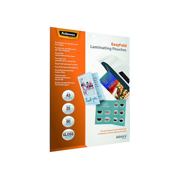 Fellowes Admire EasyFold A3 Laminating Pouches (Pack of 25) 5602001