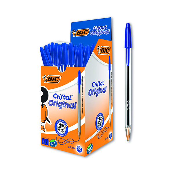 Bic Cristal Ballpoint Pen Medium Blue (50 Pack) 837360
