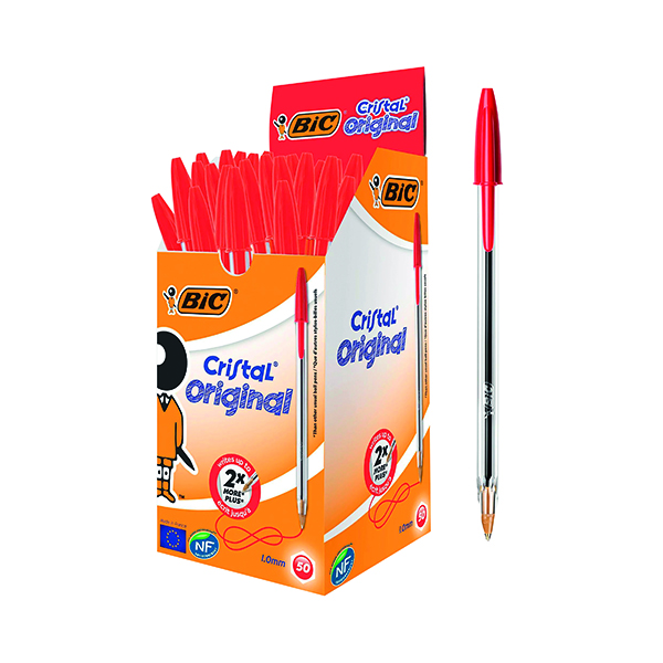 Bic Cristal Ballpoint Pen Medium Red (50 Pack) 837361