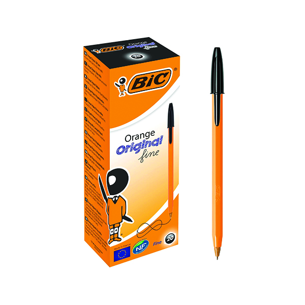 Bic Orange Fine Ballpoint Pen Black (20 Pack) 1199110114