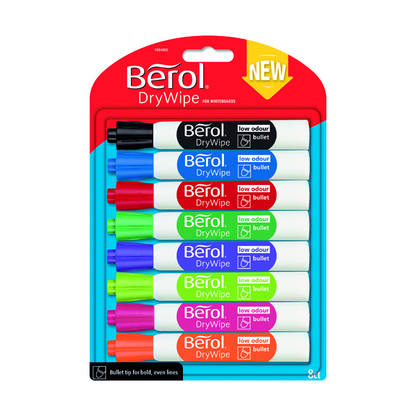 Berol Drywipe Marker Bullet Tip Assorted (8 Pack) 1984865
