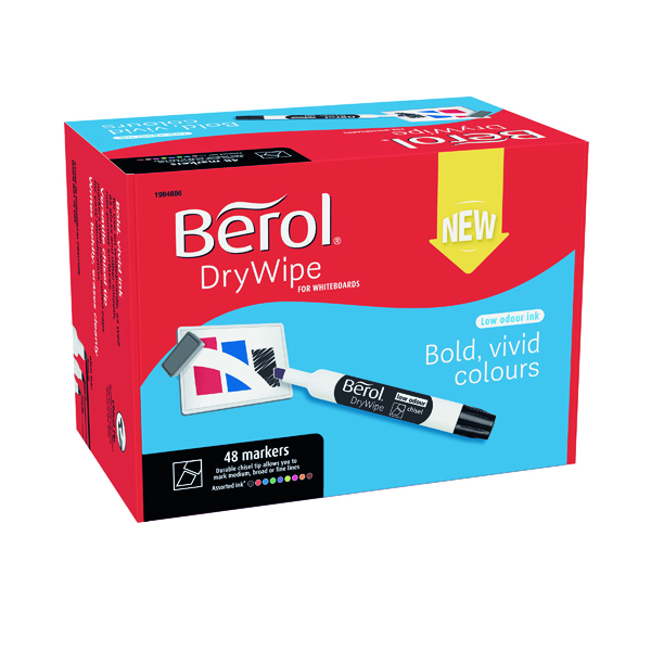 Berol Drywipe Marker Chisel Tip Assorted (48 Pack) 1984886