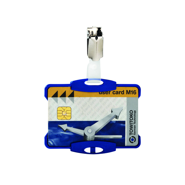 Durable Security Pass Holder with Clip 54x85mm Blue (Pack of 25) 8118/06
