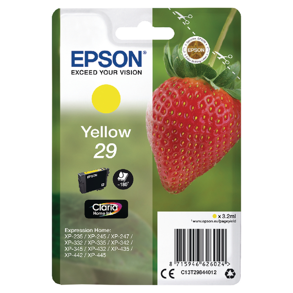 Epson 29 Home Ink Cartridge Claria Strawberry Yellow C13T29844012