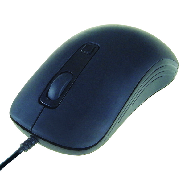 Computer Gear Wired Full Size 4 Button Optical Scroll Mouse Black 24-0543