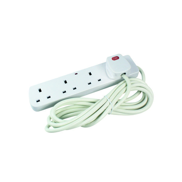 CED 4-Way 13 Amp 2m Extension Lead White with Neon Light CEDTS4213M