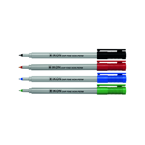 Ikon OHP Pen Non-Permanent Fine Point Assorted (4 Pack) 7421WLT4