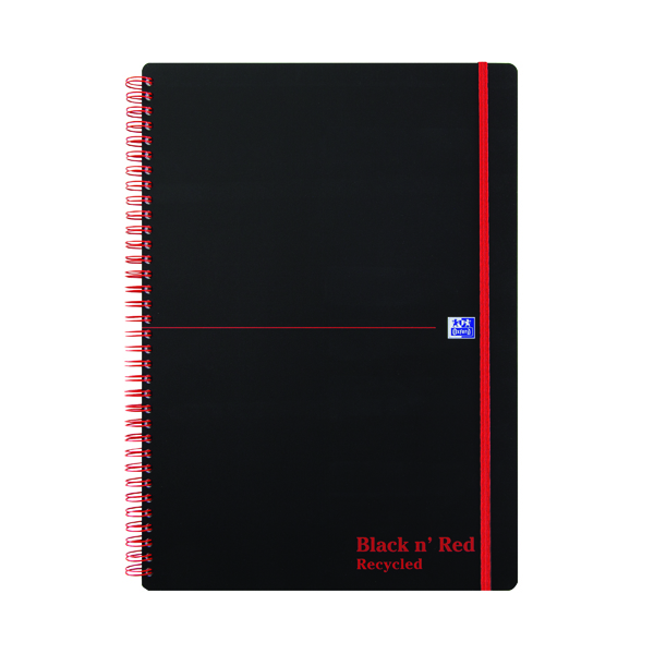 Black n' Red Wirebound Recycled Polypropylene Notebook 140 Pages A4 (Pack of 5) 100080167