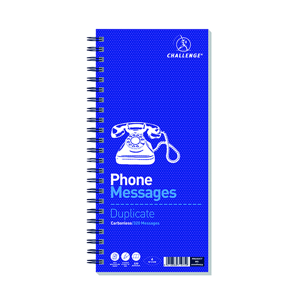 Challenge Wirebound Telephone Message Book 305 x 141mm 320 Messages 100080054