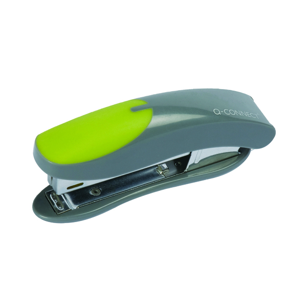 Q-Connect Mini Plastic Stapler Grey/Green (Capacity: 12 sheets of 80gsm paper) KF00991