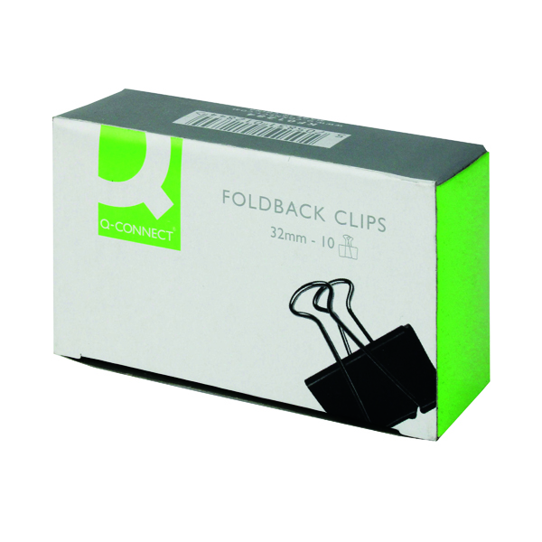 Q-Connect Foldback Clip 32mm Black (Pack of 10) KF01284
