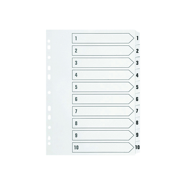 Q-Connect 1-10 Index Multi-punched Polypropylene White A4 KF01353