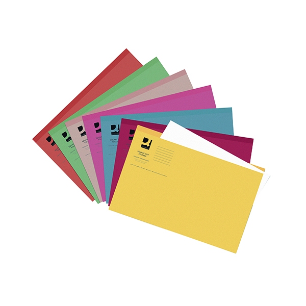Q-Connect Square Cut Folder Lightweight 180gsm Foolscap Assorted (Pack of 100) KF01491