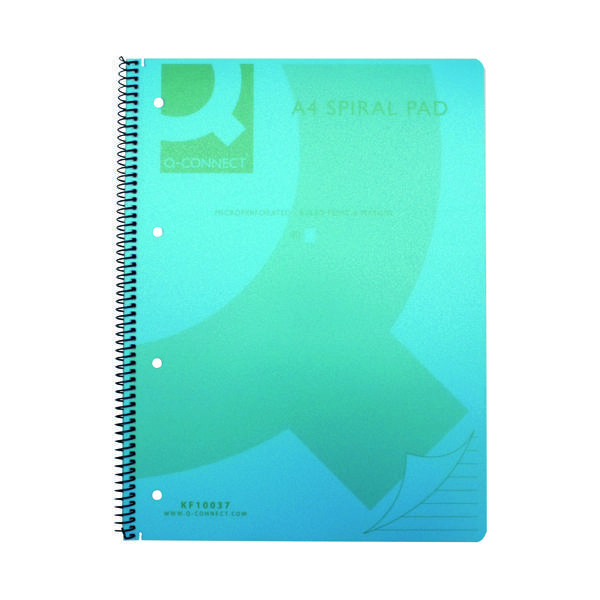 Q-Connect Spiral Bound Polypropylene Notebook 160 Pages A4 Blue (5 Pack) KF10037