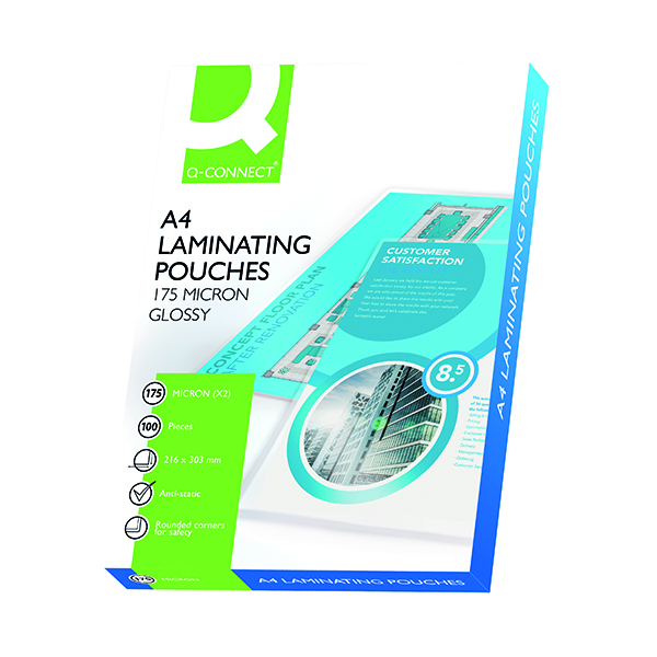 Q-Connect 2x175 Micron Heavy Duty Laminating Pouches (Pack of 100) KF11342