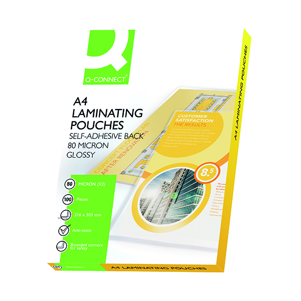 Q-Connect A4 2x80 Micron Adhesive Laminating Pouches (Pack of 100) KF11414