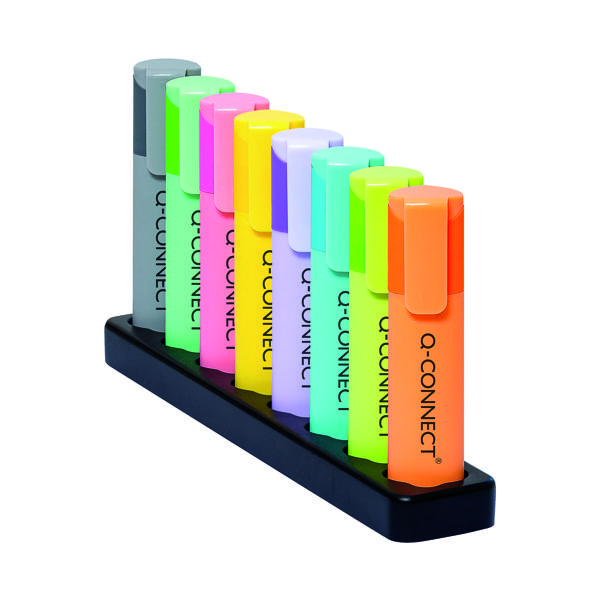 Q-Connect Deskset with 8 Pastel Highlighters (Pack of 8) KF17806