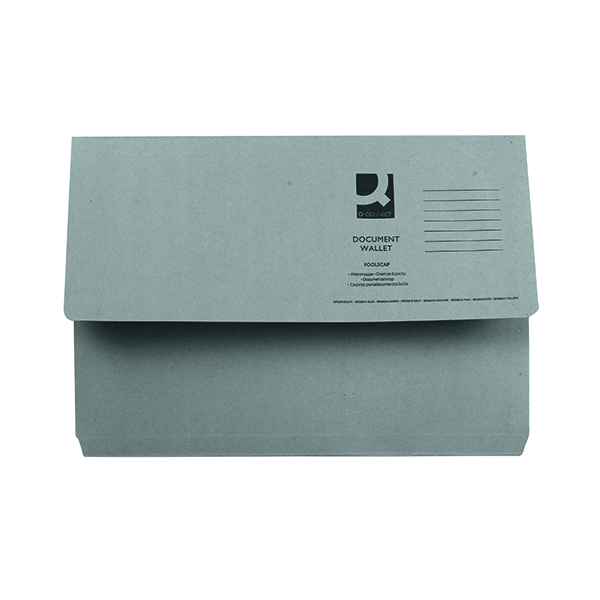 Q-Connect Document Wallet Foolscap Grey (Pack of 50) KF23013