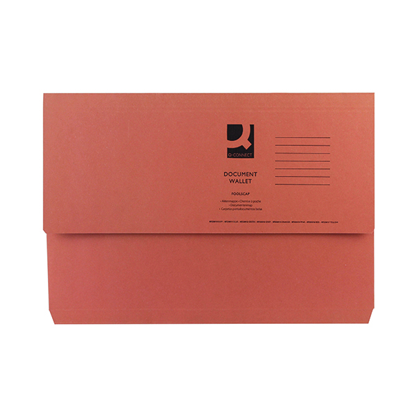Q-Connect Document Wallet Foolscap Orange (Pack of 50) KF23014