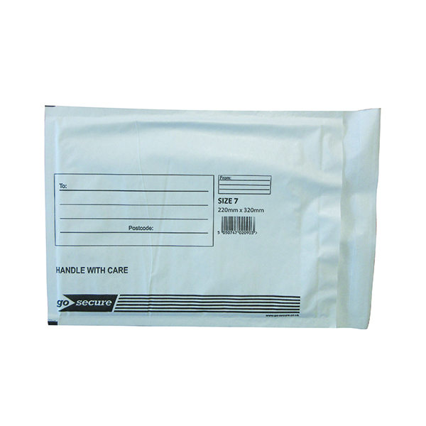 GoSecure Bubble Envelope Size 7 Internal Dimensions 220x320mm White (Pack of 50) KF71451