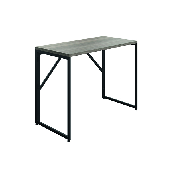 Jemini Folding Desk 1000x500x745mm Grey Oak/Black Leg KF80308