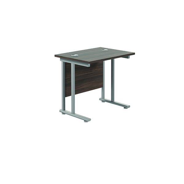 Jemini Double Upright Rectangular Desk 800x600x730mm Dark Walnut/Silver KF806134