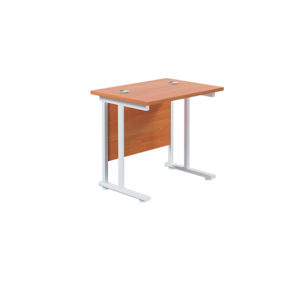 Jemini Rectangular Cantilever Desk 800x600x730mm Beech/White KF806141