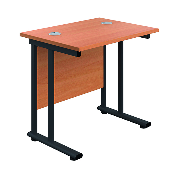 Jemini Rectangular Double Upright Cantilever Desk 800x600x730mm Beech/Black KF820314