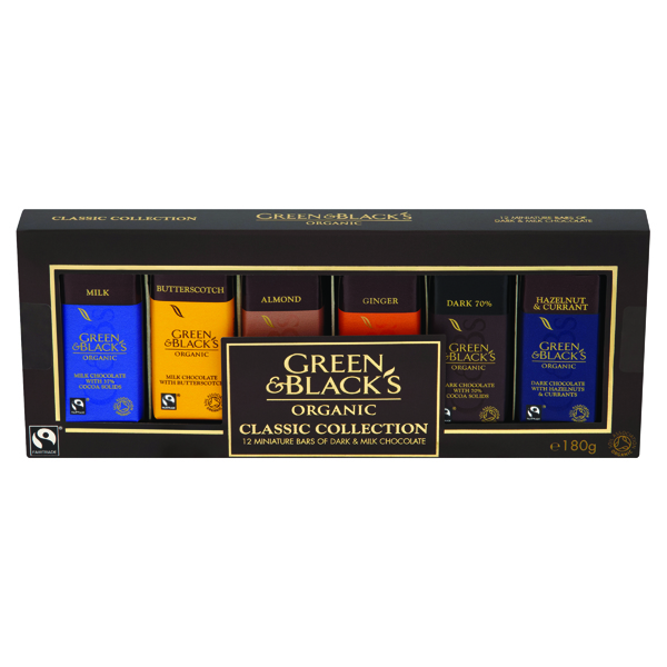 Green and Black's Organic Classic Collection 12 Miniature Bars of Chocolate Pack 180g 666695