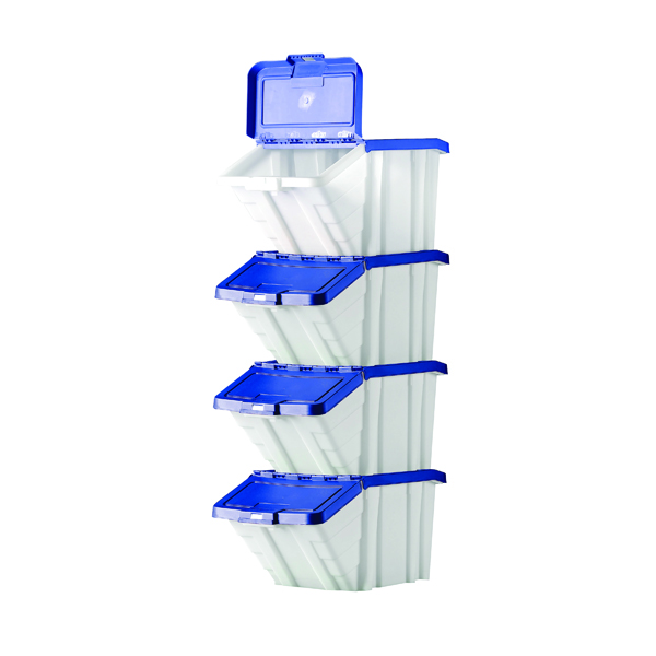 Barton Multifunctional Storage Bins Blue Lids (4 Pack) 052101/4