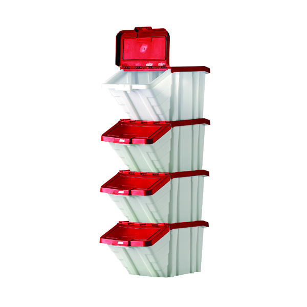 Barton Multifunctional Storage Bins Red Lids (4 Pack) 052102/4