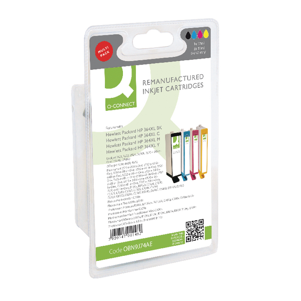 Q-Connect HP 364XL Ink Cartridge HY Colour (Pack of 4) N9J74AE-COMP