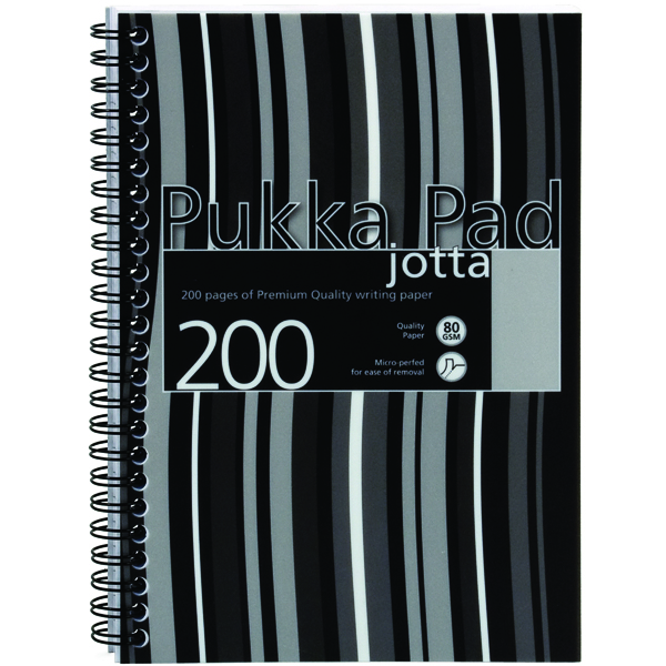 Pukka Pad Stripes Polypropylene Wirebound Jotta Notebook 200 Pages A5 Black (3 Pack) JP021