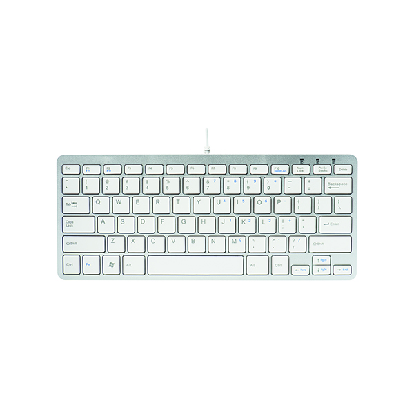 R-GO Compact Ergonomic Wired Keyboard UK QWERTY White RGOECUKW