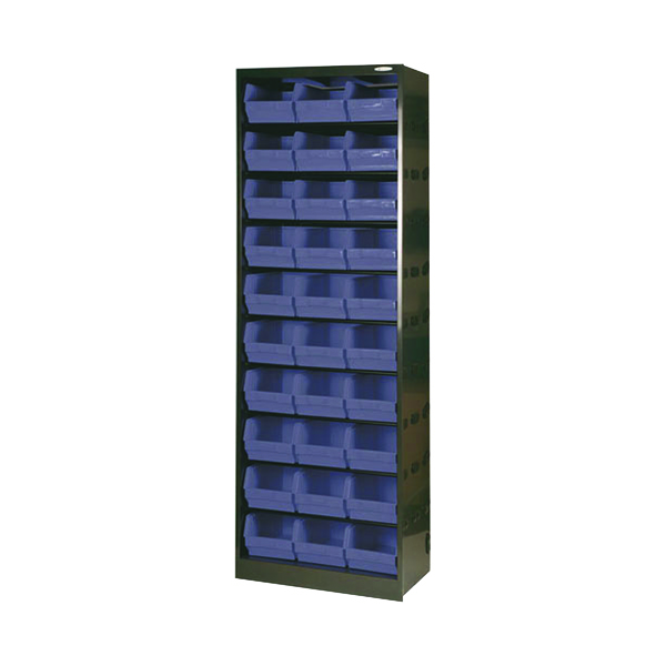 Metal Bin Cupboard with 30 Polypropylene Bins Dark Grey Black 371834