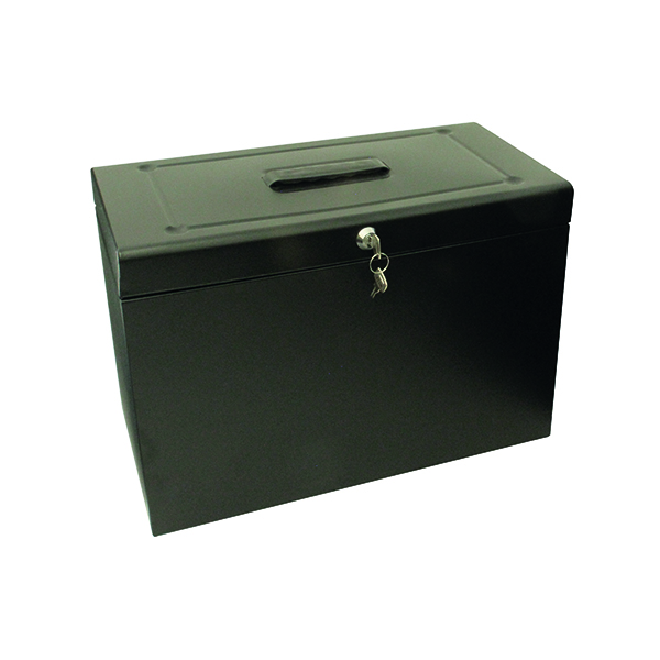 Cathedral Metal File Box Home Office Foolscap Black HOBK