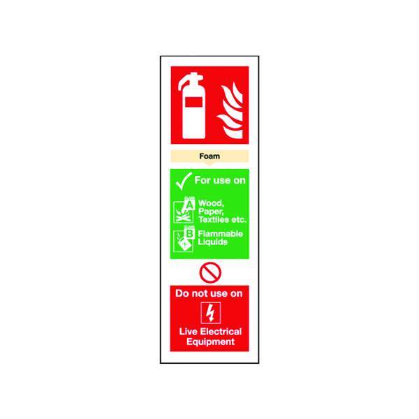 Safety Sign Fire Extinguisher Foam 300x100mm Self-Adhesive F202/S