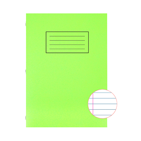 Silvine Exercise Book A4 Ruled with Margin Green (10 Pack) EX110