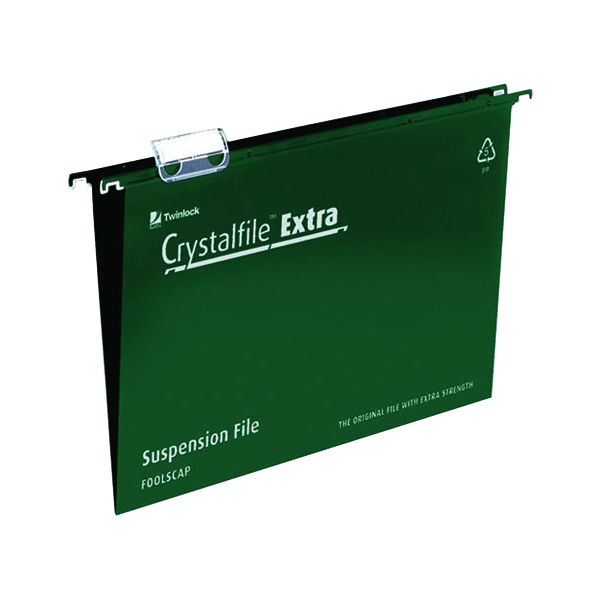 Rexel Crystalfile Extra 15mm Suspension File Green (Pack of 25) 70628