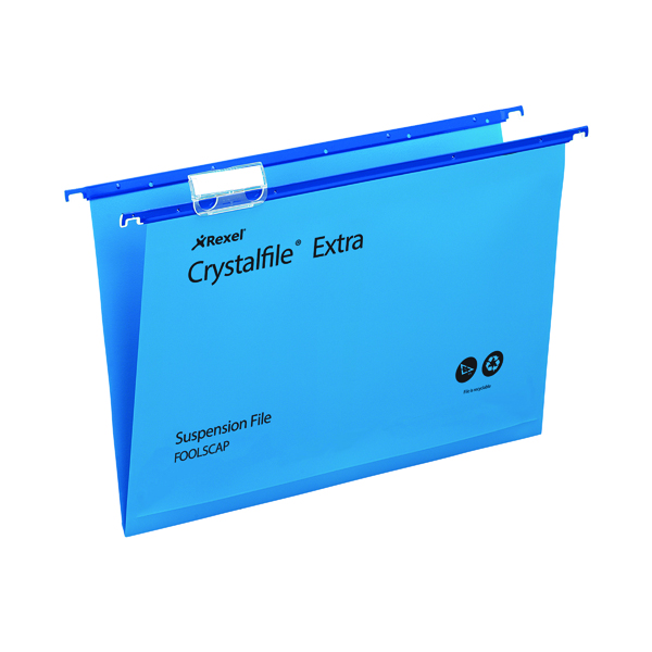 Rexel Crystalfile Extra 15mm Suspension File Blue (Pack of 25) 70630