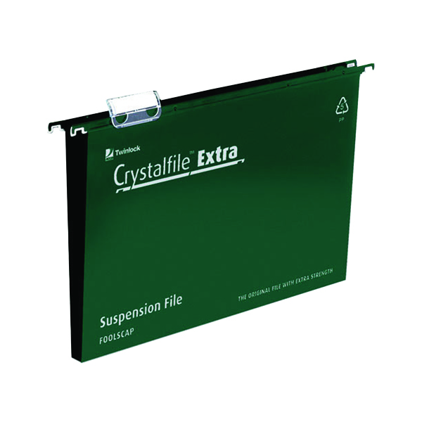 Rexel Crystalfile Extra 30mm Suspension File Green (Pack of 25) 70631