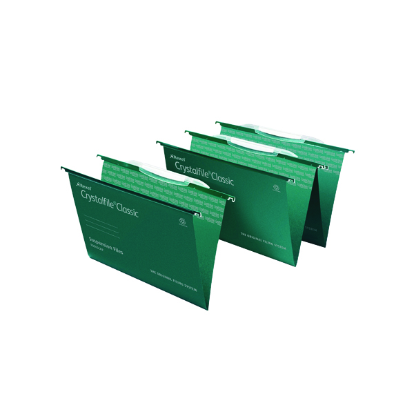 Rexel Crystalfile Classic Suspension File Foolscap Green (Pack of 50) 78046
