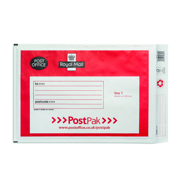 Post Office Postpak Size 7 Bubble Envelopes (Pack of 50) 41640