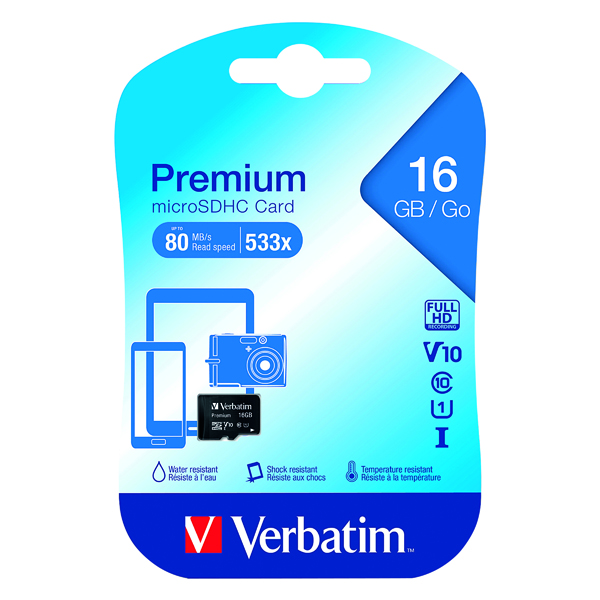 Verbatim MicroSDHC Class 10 16GB Memory Card 44010