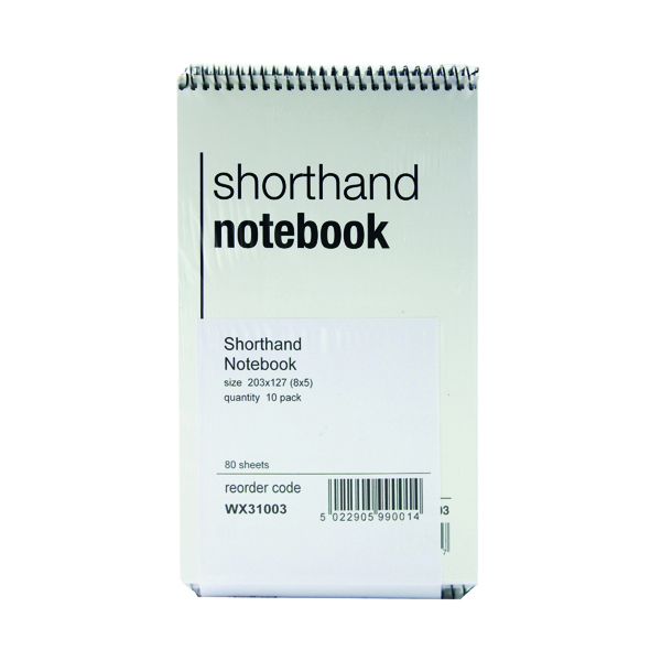 Spiral Shorthand Notepad 80 Leaf (Pack of 10) WX31003